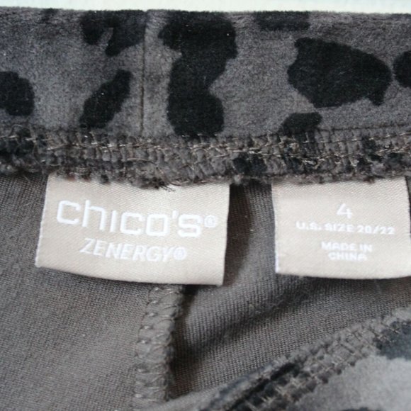 Chico's Velour Animal-Print Legging Pants Gray Black Plus Size 4 20/22 H12256 - Picture 5 of 9